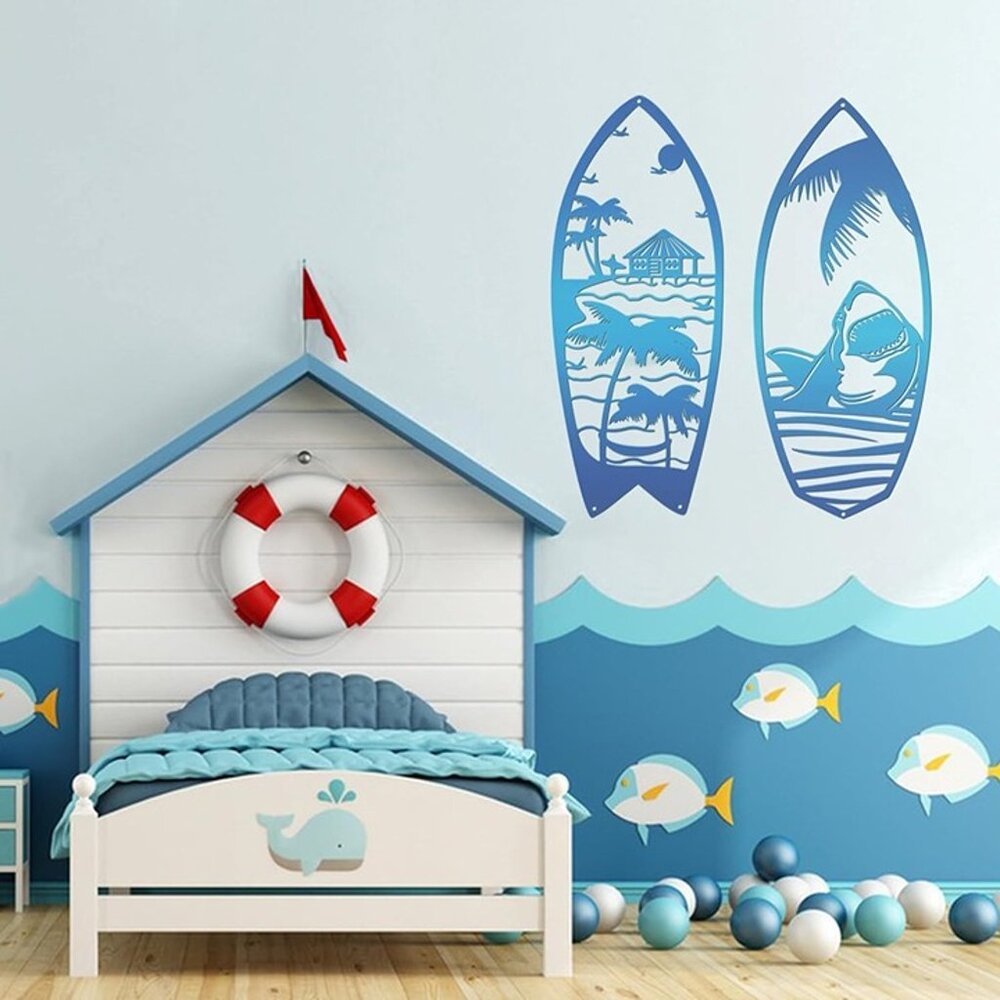 NEW 4Pcs Metal Surf Board Wall Decor Summer Surfboard Beach Signs. - Picture 9 of 9
